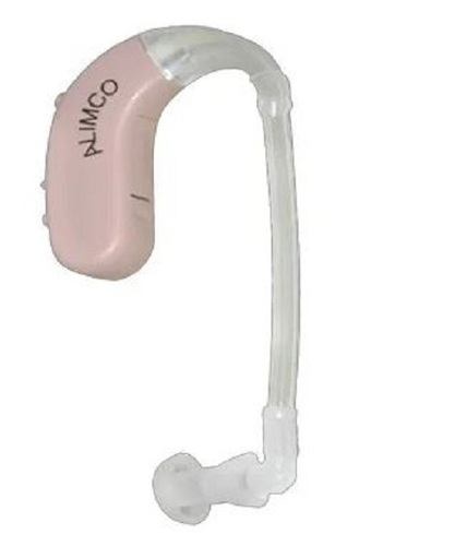 Wireless Hard Plastic BTE Hearing Aid – Lightweight 60 g | Pink & White | 50 Hz Frequency | Easy Operation